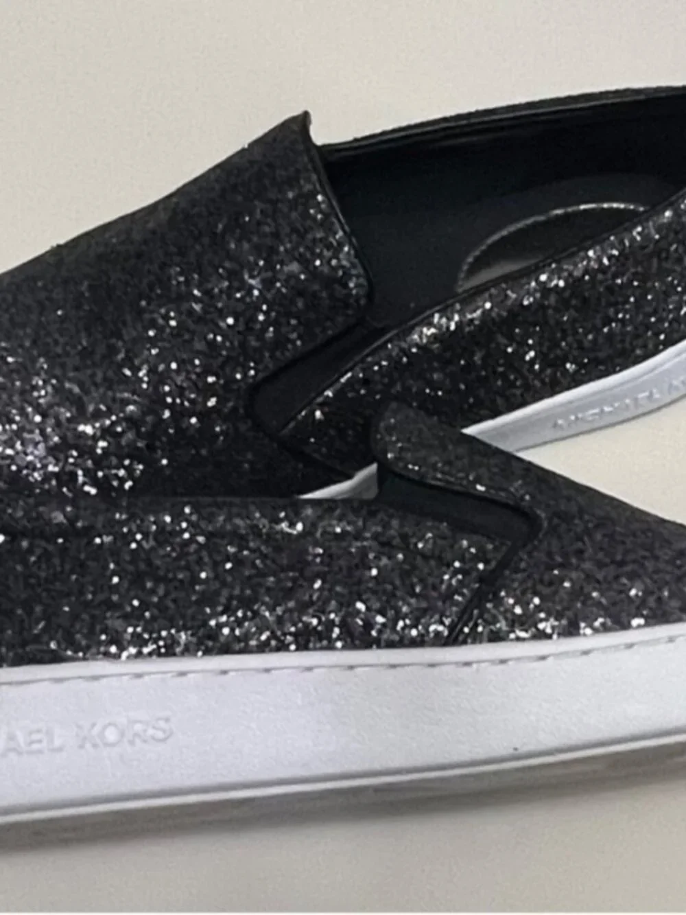 Michael Kors Keaton Glitter Gunmetal Slip-on Sneaker NEW w/ Box - Size 7.5